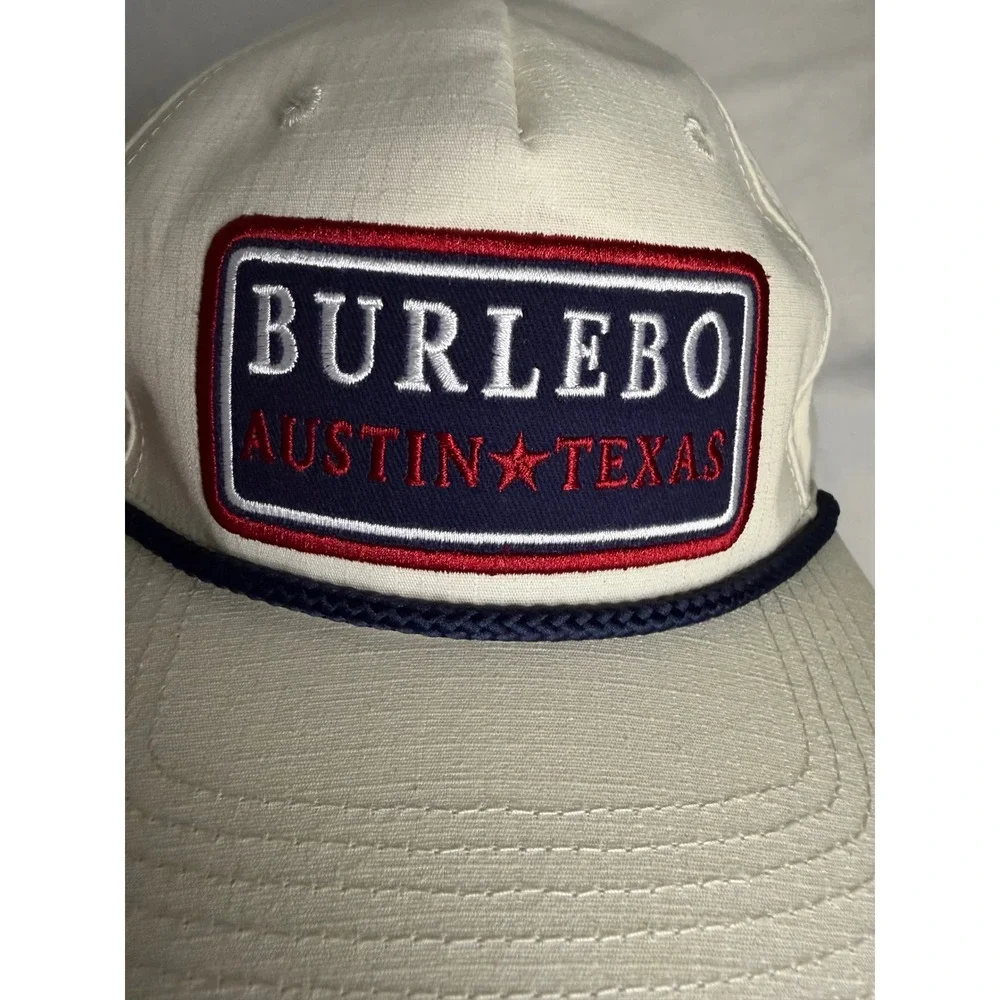 Burlebo Austin Texas Snapback Hat Cream Navy Rope Trucker Cap Adjustable Mens